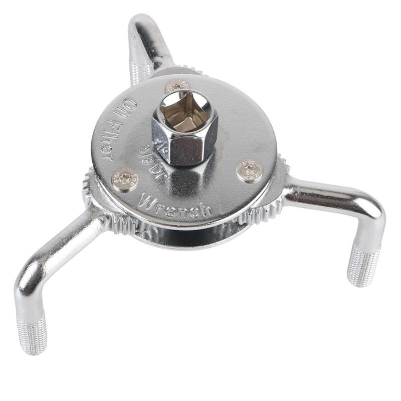 Adjustable 3 Jaws Oil Filter Wrench 2-Way Repairing Tool Auto Car Spanner Remover - Durable Mechanics Gear