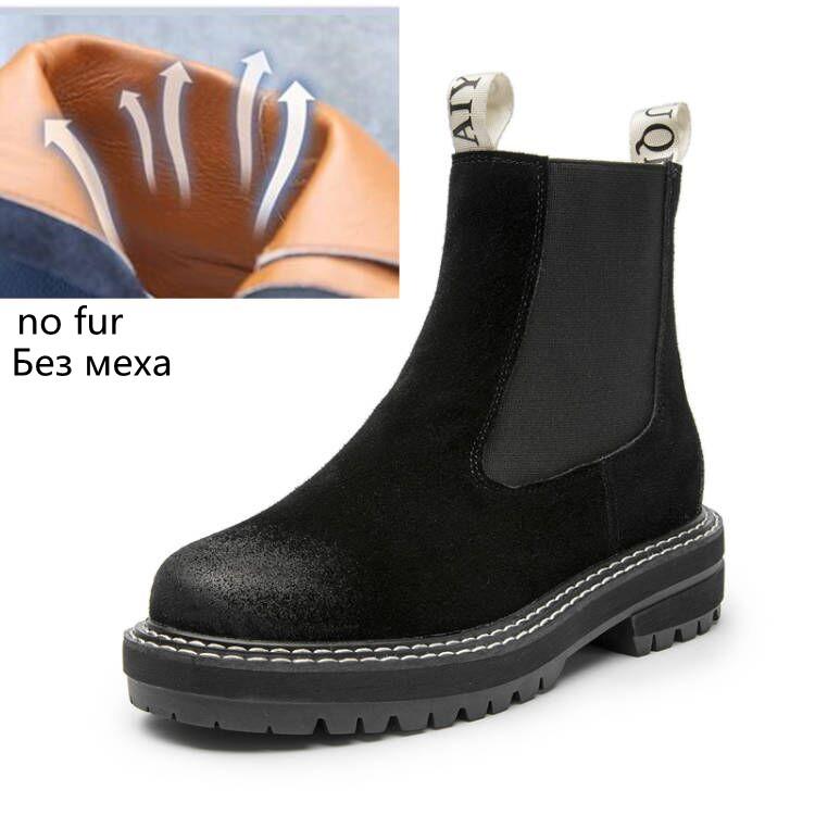 Modische Damen Chelsea Boots Echtes Leder 2025 Herbst Winter Trend Dicksohlige Damen Stiefeletten All-Match Kurze Stiefel Damen