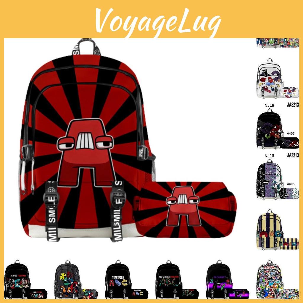 Alphabet Lore Legend Schoolbag Backpack W/ Zipper Double Layer Pen Bag Two-piece