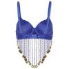 Womens Belly Dance Bra Adjustable Straps Design Shiny Sequins Plastic Beaded Tassels Underwired Costume