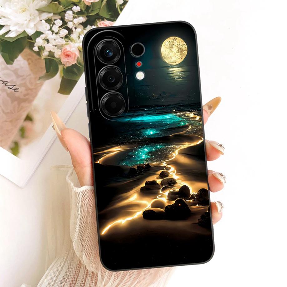For Tecno Camon 50 4G CN5 Phone Case Floral Daisy Aesthetic Moon Nigth Bow Pattern Funda Soft Matte Silicone Back Cover Canom50