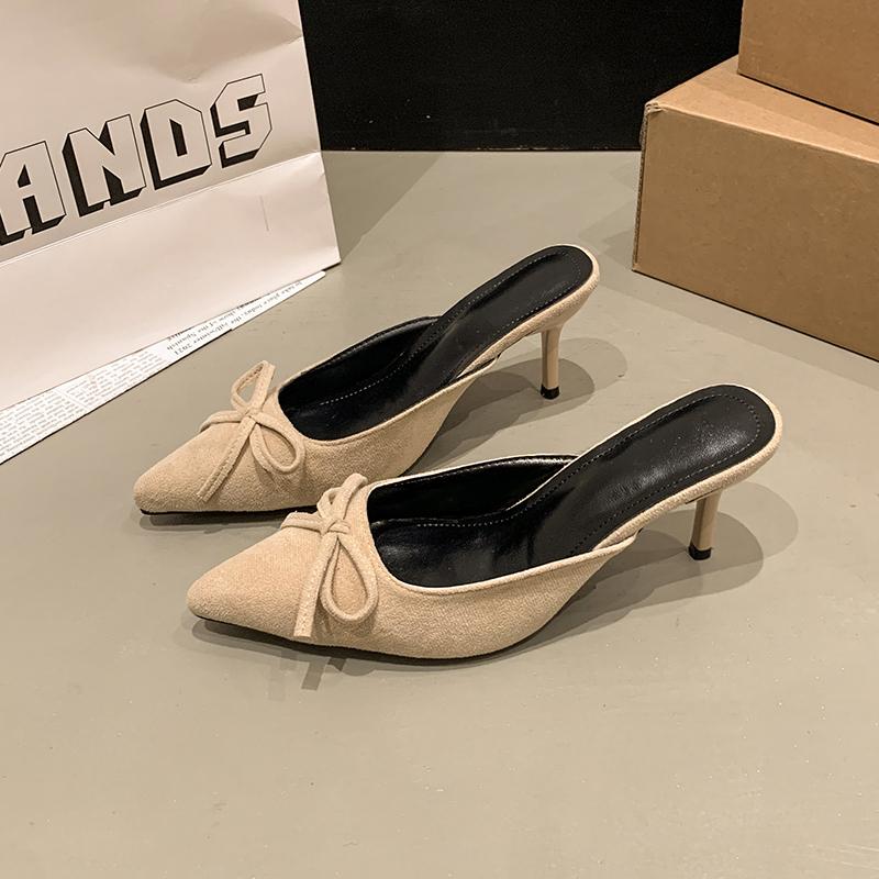 Új Leopárdmintás Női Magassarkú Papucs Spitze Orrú Vékony Alacsony Sarkú Szandál Női Papucs Cipő Zapatos Mujer