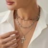 Salircon 3Pcs/set Boho Colorful Crystal Chain Necklace for Women Trendy Gold Color Cross Pendant Choker Luxury Jewelry Male Gift