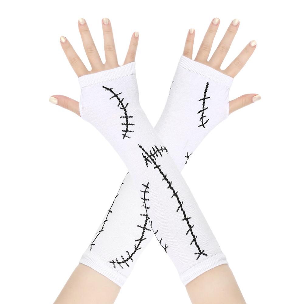 

Женские чулки до бедра, варежки, перчатки, комплект, женские, черные, белые, длинные, выше колена, носки Лолита, Хэллоуин 1PCS-Gloves белый