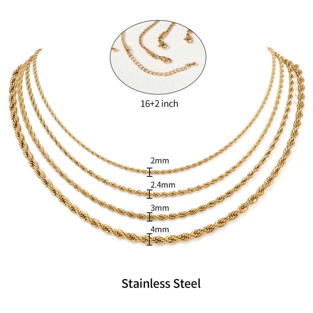 Kordelkette Halskette Hip Hop Herrenkette 2/3/4mm Dick