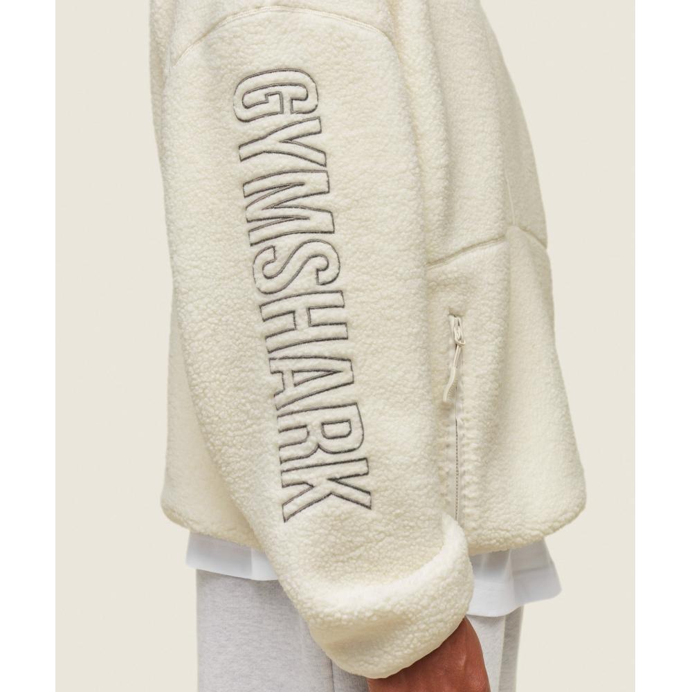 Gymshark Everywear Half Zip Sherpa Jacket Oat White A1c5s Wc1v