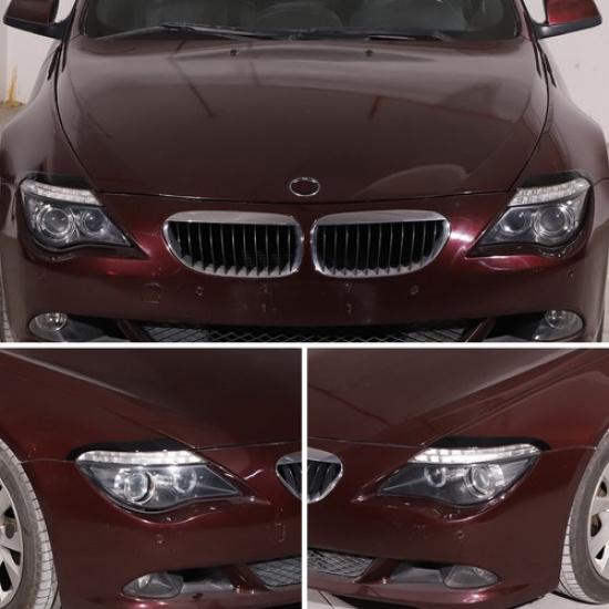 Piano Black Headlight Eyebrow Trim Sticker For BMW 6 Series E63 E64 2006-2010
