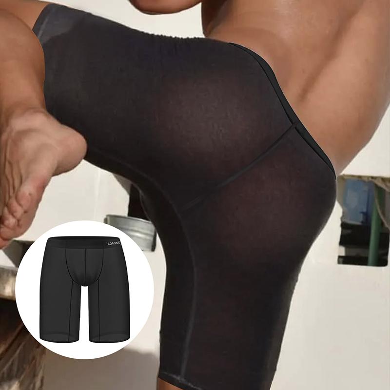 Sport Herre 5-punkts Bukser Fitness Pustende Sexy Leggings Mann Undertøy Ultratynn Sømløs Gjennomsiktig Bokser Utvidede Shorts