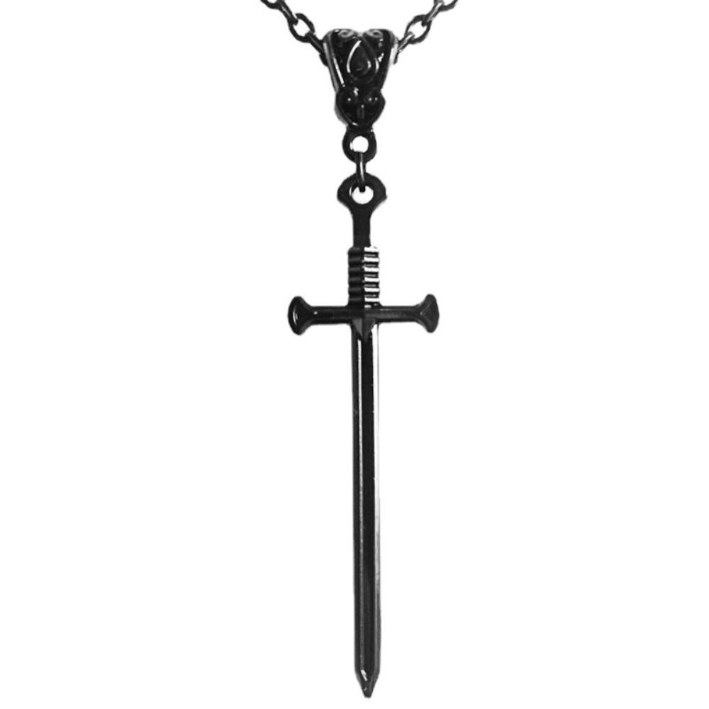 Collier Pendentif Épée Noire Aiguë Exquise Gothique pour Femmes Hommes Punk Fête d'Halloween Accessoires Bijoux Vampire Cadeaux