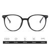 2PCS Ladies' Large Frame Circular Glasses Retro College Style Anti Blue Light Lenses Suitable for Women