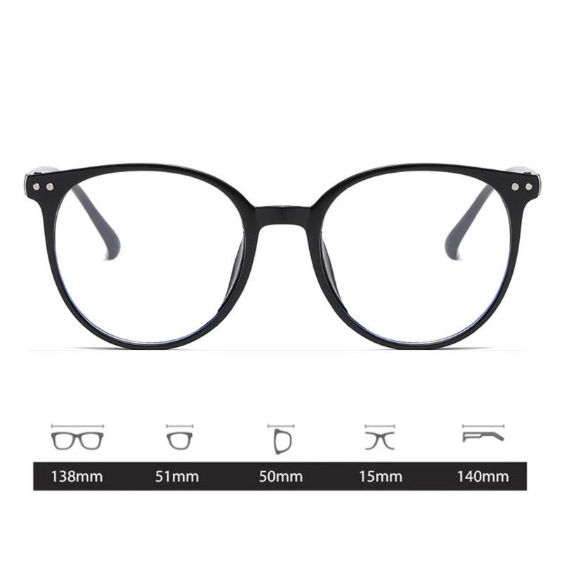 2PCS Ladies' Large Frame Circular Glasses Retro College Style Anti Blue Light Lenses Suitable for Women