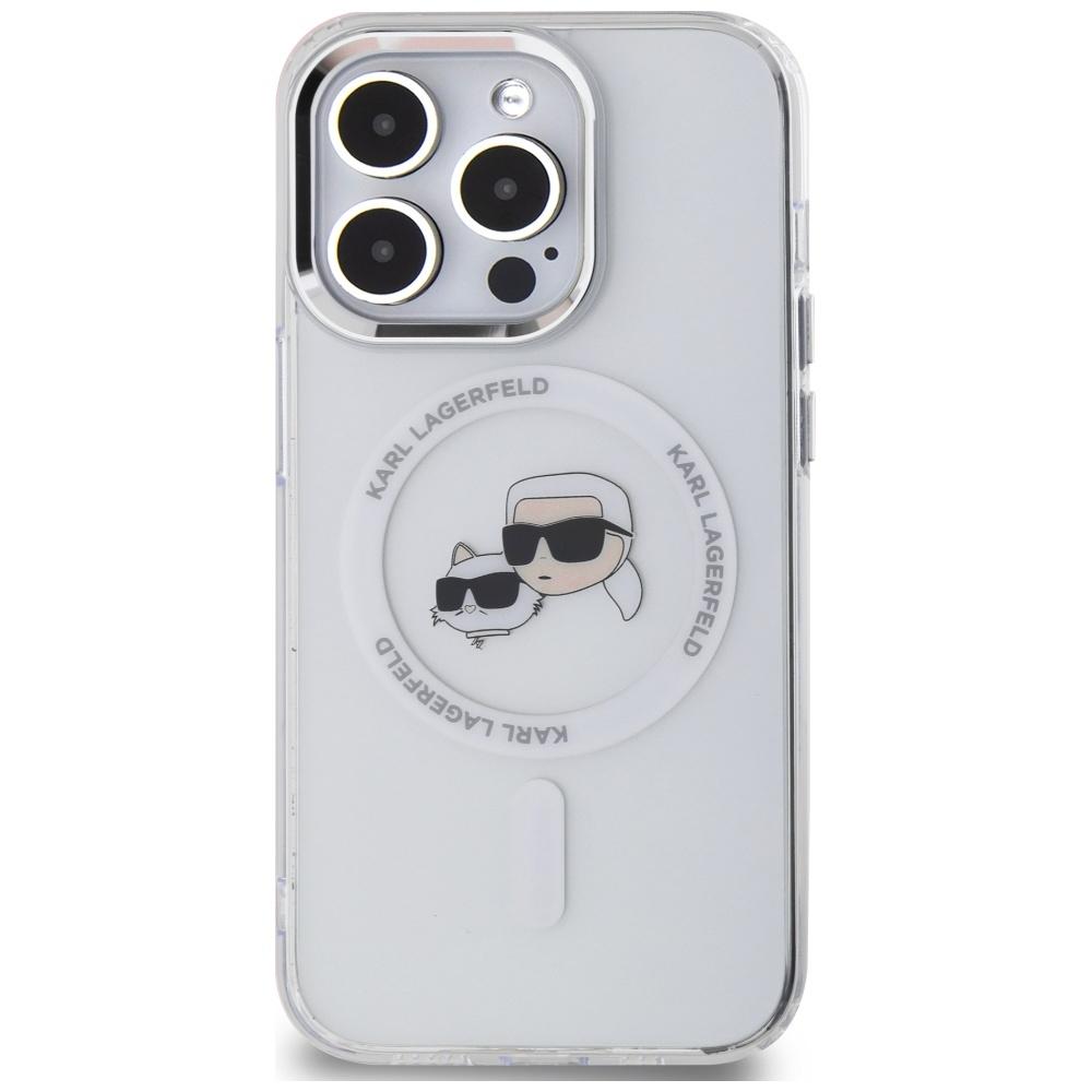 Karl Lagerfeld Klhmp14Lhlskch Iphone14 Pro 6.1 Biały/White Hardcase Iml Metal Karl&Choupette Head Magsafe