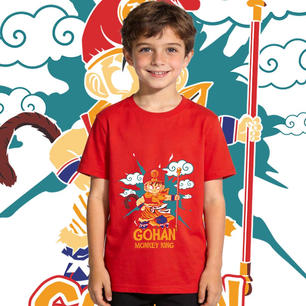 Dbz Gohan Monkey King Anime Print Cotton Breathable T Shirt Kids Boys Girls Casual Daily Wear 100