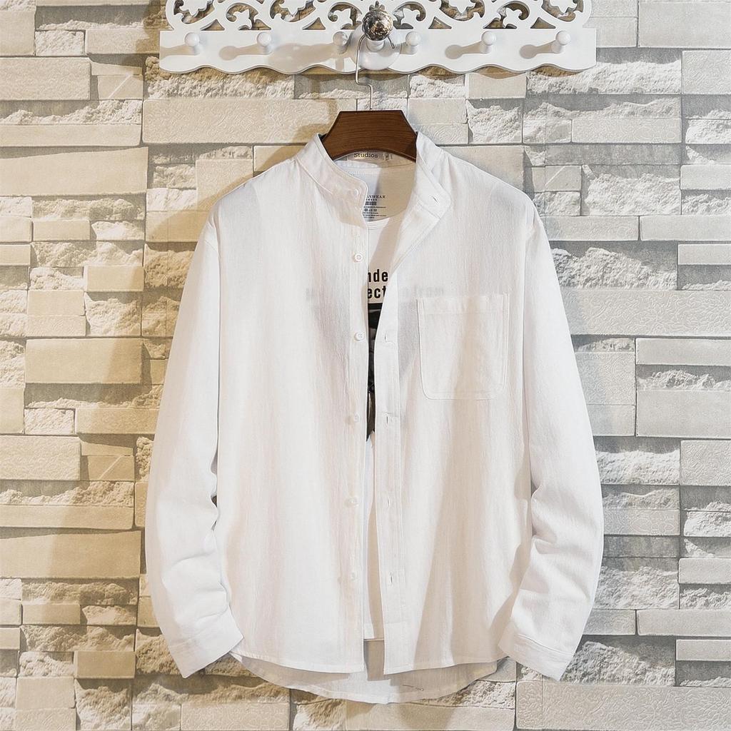 Men's Casual Short-Sleeve Linen Shirt - Summer Cotton Blend