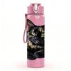 1PC Tortoiseshell Cat Face Portrait Print 750ml Color Plastic Sports Water Bottle Leakproof Flip Straw Lid Suitable for Sports Office Home Use