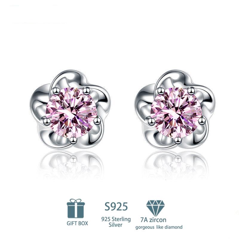 Tancise Klassische 925 Sterling Silber Rosa Gelb 7A Zirkon Ohrringe Tropfenohrringe für Frauen Hochzeit Party Geschenke