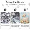 DIY Frameless Pearl Painting Kit Cute Duck Family 3D Shiny Bead Art Canvas Relaxing Creative Craft for Home Wall Decor Gift