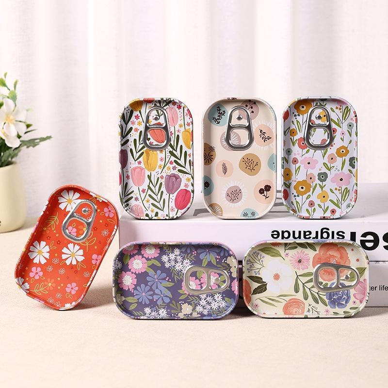 1Pcs Mini Flower Decor Drink Can Tinplate Box Empty Storage Container for Candy Small Accessory Travel Portable Organizer