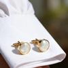 Men's Cufflink Set, Made of Copper and Natural Mother of Pearl, with Exquisite Box.
