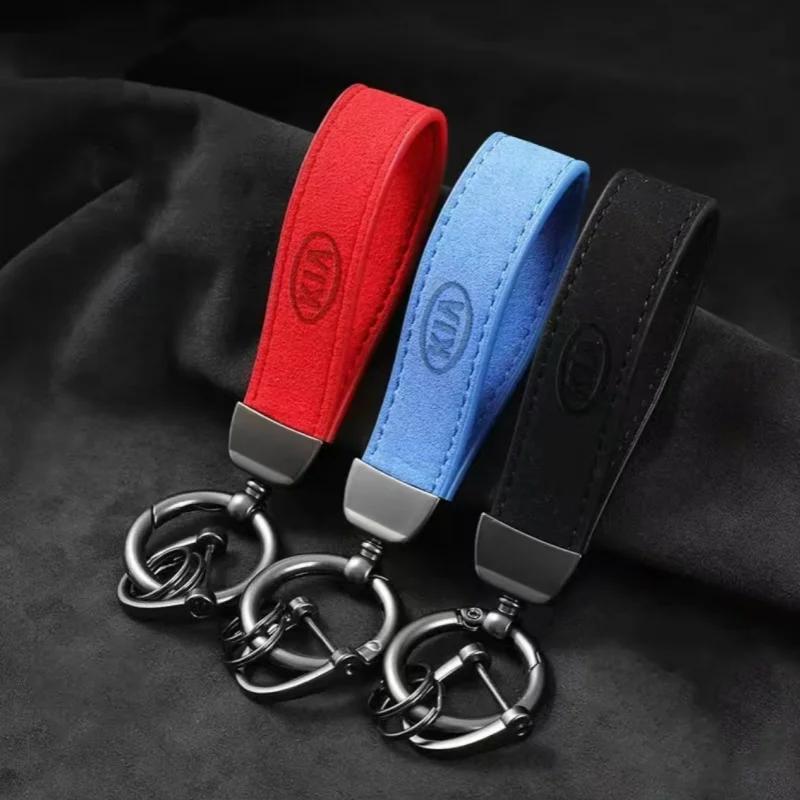 RYQB9 Automobile Interior Supplies Leather Metal Car Key Chain For Kia Ceed Rio Sportage Picanto K5 K9 Souranto Parts