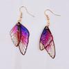Clear Gradient Color Resin Wings Dangle Earrings For Women Wholesale Copper Rhinestone Butterfly Pendant Earring Jewelry Gifts