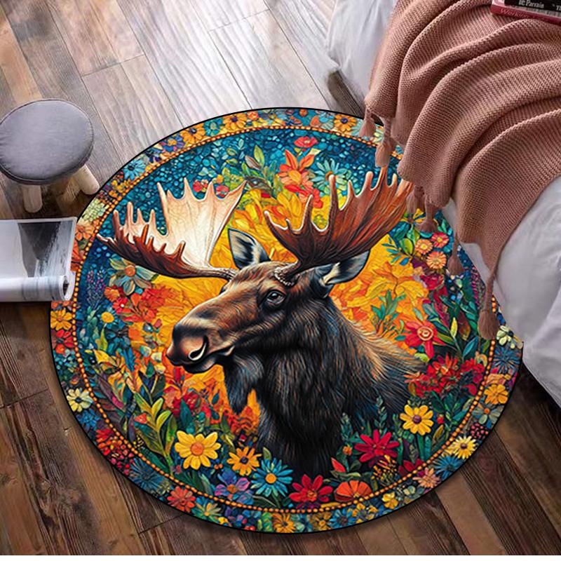 Animal Circular Rug - Office Decorative Carpet For Living Room Bedroom Door Mat Floor Rug Computer Chair Area Rug
