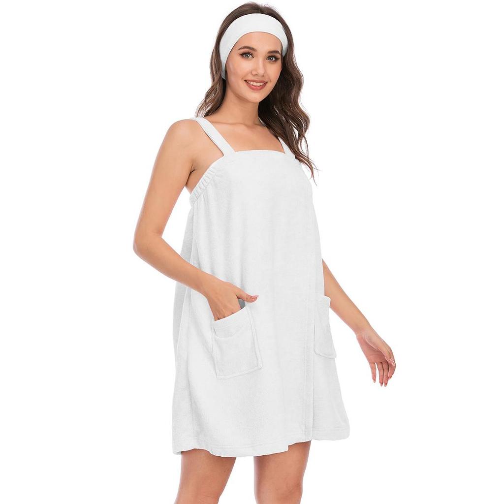 Parlak Geyik Kadın Terry Spa Banyo Sarma Havlusu Robe Askılı Hızlı Kuru Havlu Kumaş Velcro Elastik Duş Bornoz Kafa Bandı ile Yumuşak Spor Salonu Havuz Örtüsü