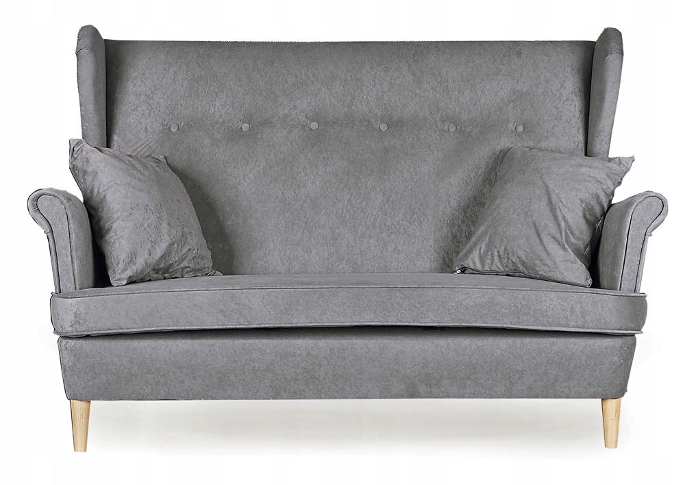 Ari Scandinavian Wing Sofa, Non-folding, Family Meble, Grey Velvet