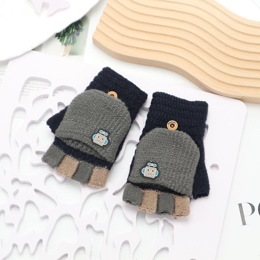 

Детские милые мультяшные варежки-трансформеры: Защита от холода, Зимние теплые перчатки без пальцев для письма для мальчиков и девочек One Size