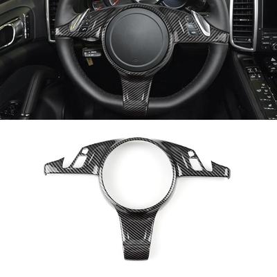 For Porsche Cayenne 2011-2017 Panamera 2010-2016 ABS Carbon Fiber Grain Car Accessories Steering Wheel Panel Frame Cover Trim