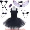 Halloween Kids Costume Set: Bat, Black Cat, Spider Fairy, Princess Dresses