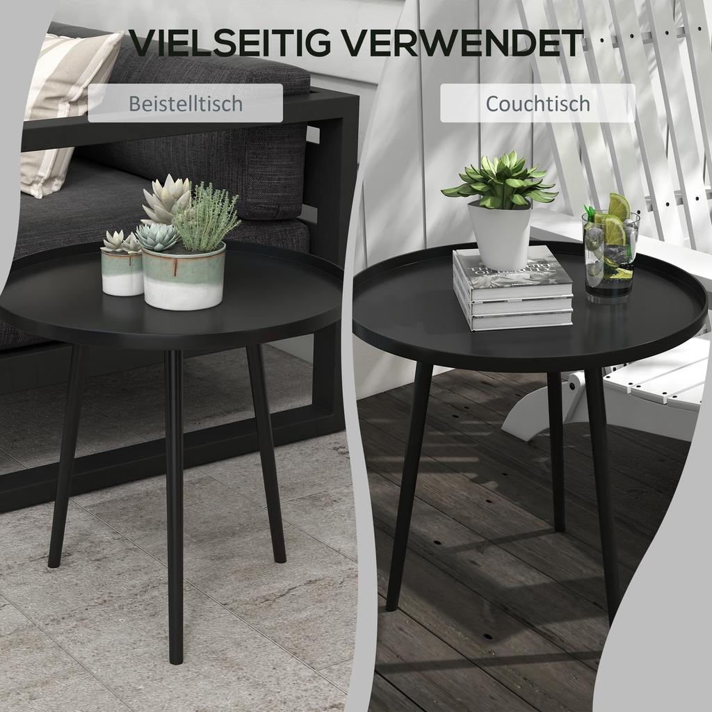 Outdoor side table. Garden table. Round patio table. Steel. 40 x 50 cm (diameter x height). Black