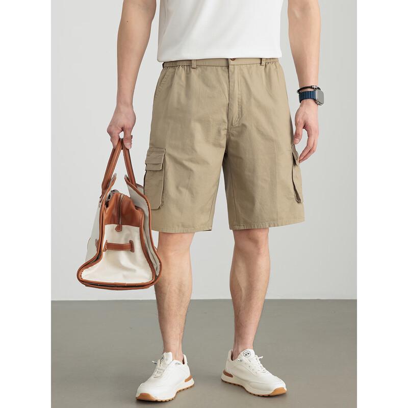 Hengyuanxiang Men's Pure Cotton Loose Cargo Shorts