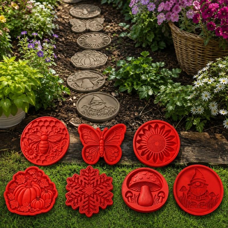 Dekorative Garten-Guss-Trittsteine für Zementstücke, Flexibles Mehrzweckwerkzeug für Hofgestaltung und Rasenkanten-Design