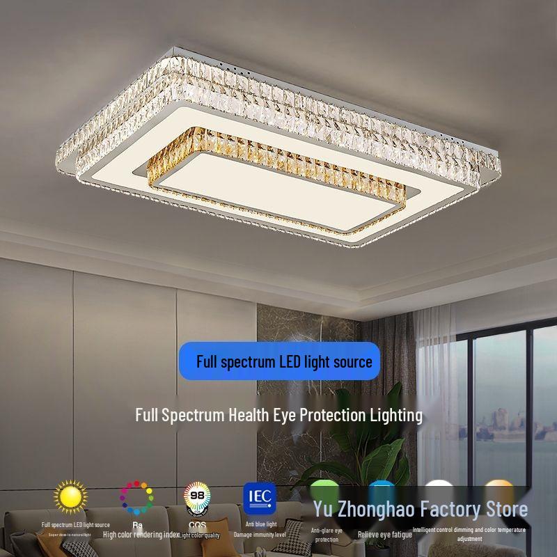 2025 Modern Rectangular Crystal Ceiling Light for Living Room, Bedroom, or Restaurant