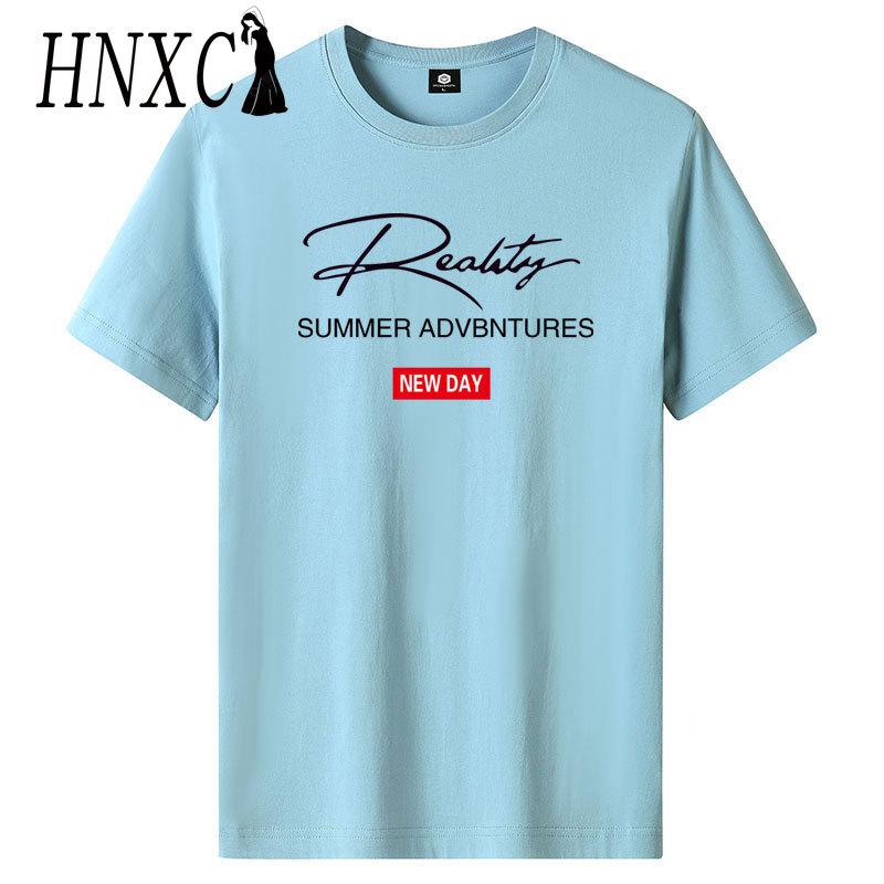 HNXC Cotton Short Sleeve T-shirt Men's Fashion Loose Half Sleeve Shirt Printed Compassionate Shirt