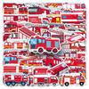 50pcs Fire Truck Cartoon Stickers: Kids' Decoration for Phone Cases & Skateboards
