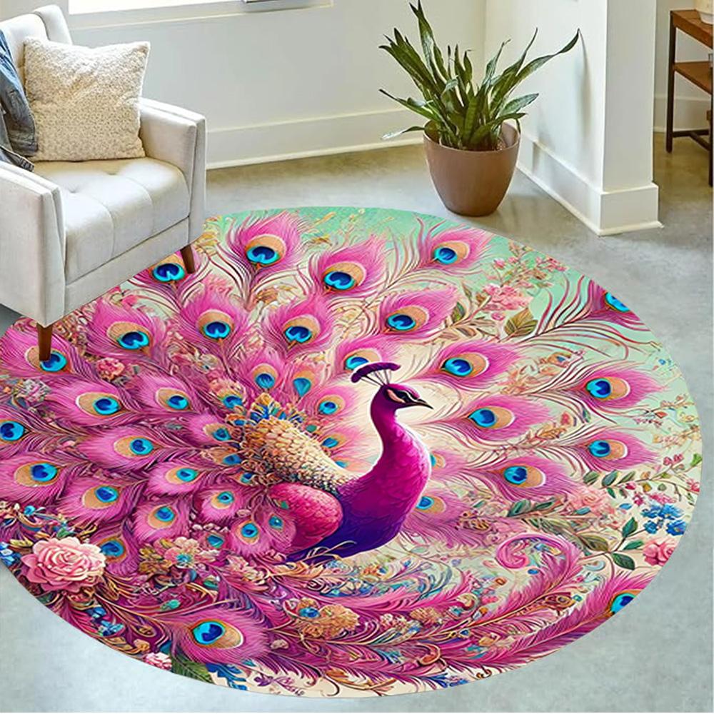 1pc Home Carpet Peacock Design Non-slip Rug for Office Decor and Living Room Gift Ideas