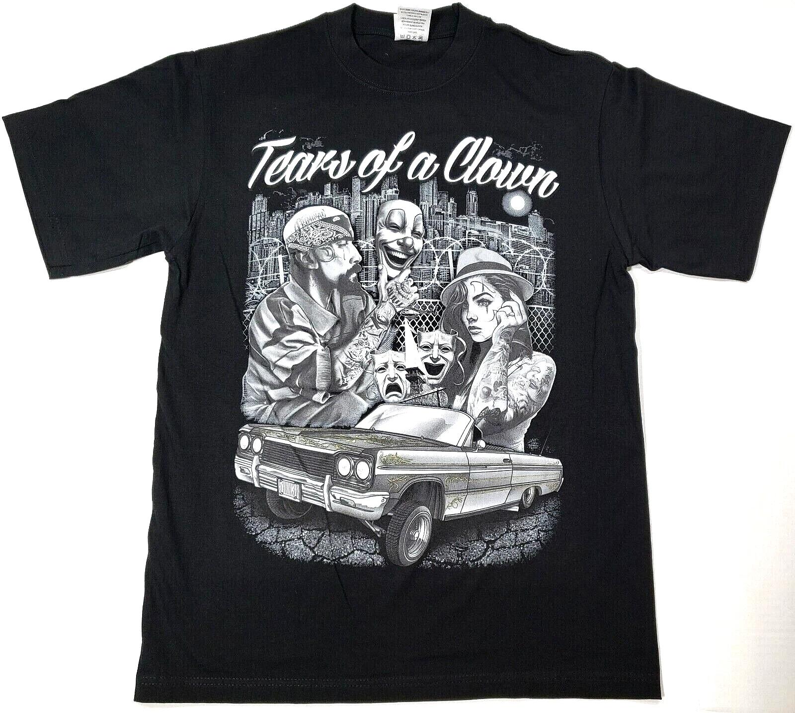 

COMEDY & TRAGEDY T-shirt Urban Streetwear Lowrider Tattoo Art Tee Men s New XL
