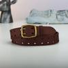 First Layer Cowhide Men'S Belt Double Row Hole Hollow Belt Casual Temperament Retro Leather Belt Factory