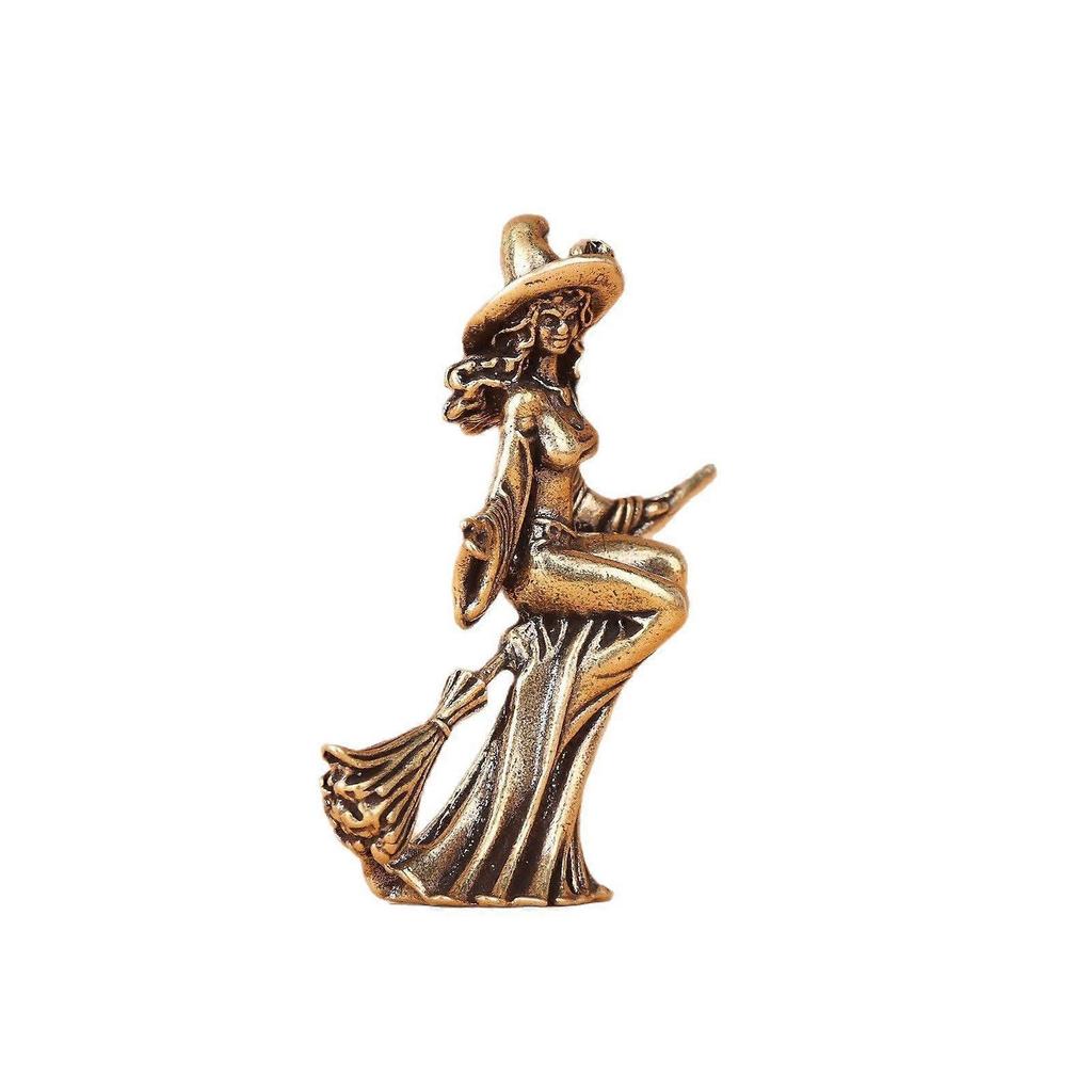 5.3cm Brass Witch Figurine Creative Brass Ornament for the Living Room