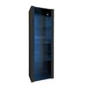 Display Cabinet Highboard 3 Glass Shelves, Modern Glass Display Cabinet, Black High Gloss Front, Free-Standing Display Cabinets, Living Room Office Kitchen, Open Storage, 55x38x166cm