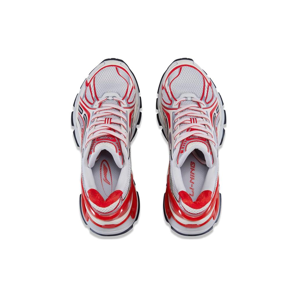 Li Ning Lijun BOW Comode Versatili alla Moda Antiscivolo Resistenti Scarpe Basse Casual Scarpe Casual da Uomo Rosso Bianco AZGT067-3