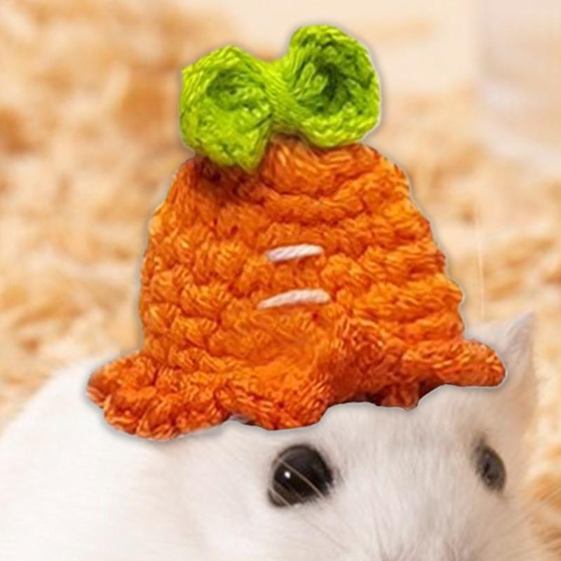 Tiny Hamster Hat Tiny Cute Pet Headwear Knitted Hamster Hat Colorful Animal Clothes With Adjustable Drawstring Soft Costume