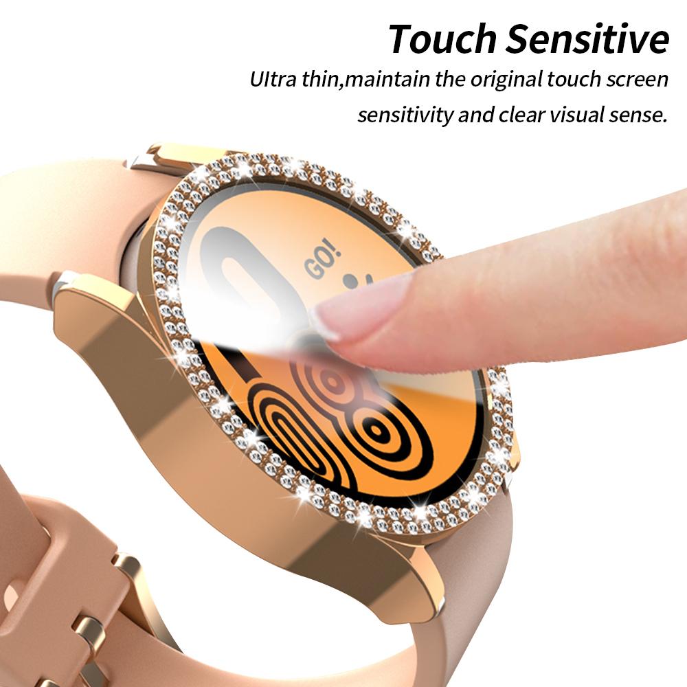 Diamond Watch Cover for Samsung Galaxy Watch 6 40mm 44mm PC Case Not Screen Protector Double Bling Case Protective Bumper Shell