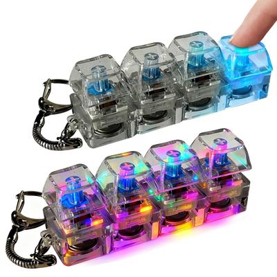 Pacote com 2 Brinquedos de Alívio de Estresse para Teclado - Chaveiro de Teclado de 4 Teclas com Luz de Fundo para Alívio de Estresse, Brinquedo Clicador de Teclado Mecânico com Luz de Fundo, Brinquedo Portátil para Alívio de Estresse
