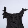 2024 Winter Women's Off-Shoulder Satin Dress with Bow - European and American Style
