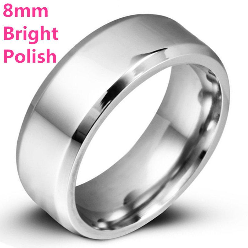 4-8mm Bright and Dull Polish Silver Stainless Steel For Men and Women Couple Ring