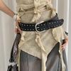 Vintage Women Rivet Belt Y2k Punk Style Belt Retro Wide Leather Waistband  Men