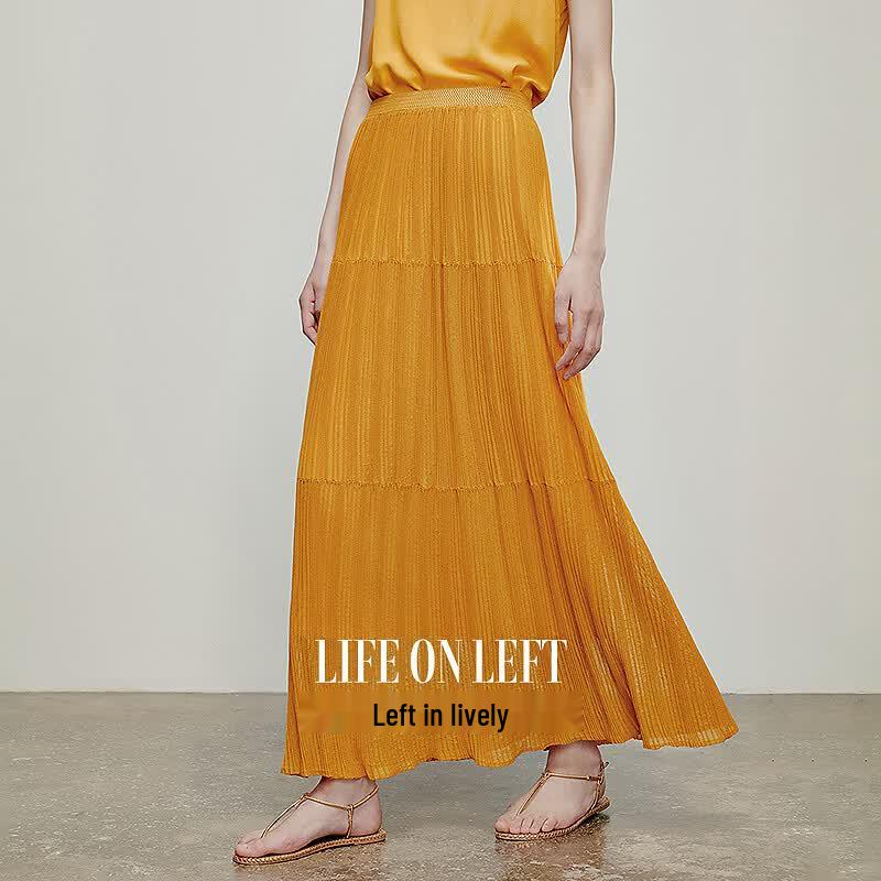 Women's Pleated Draped A-line Midi Skirt